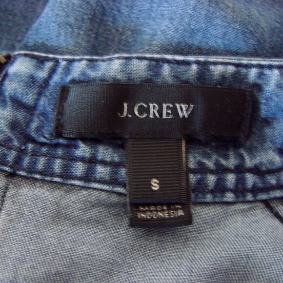 J. Crew Chambray Denim Dress Blue Preppy Tencel Short Sleeve Mini Size Small - Picture 6 of 16